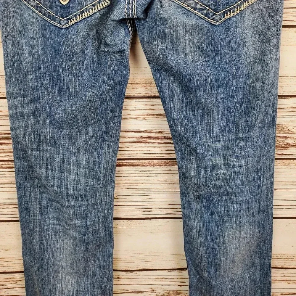 Rock Revival Men's 32x32 Brant Straight Leg Disterssed Jeans Buckle Exclusive